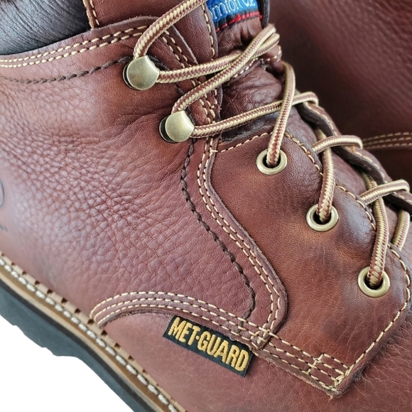 Georgie Boots Work Safety Shoes Men 12 M Brown Leather Metguard ASTM Performance